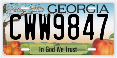 GA license plate CWW9847