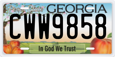 GA license plate CWW9858