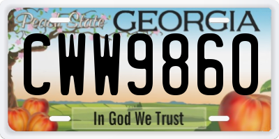GA license plate CWW9860