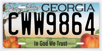 GA license plate CWW9864