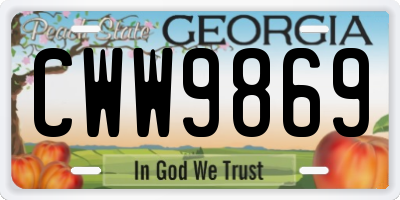 GA license plate CWW9869