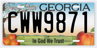 GA license plate CWW9871
