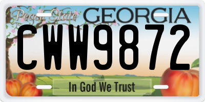 GA license plate CWW9872