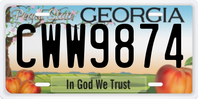 GA license plate CWW9874