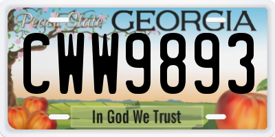 GA license plate CWW9893