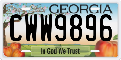 GA license plate CWW9896