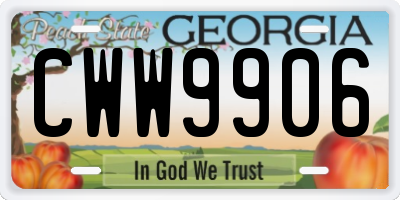 GA license plate CWW9906
