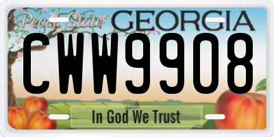 GA license plate CWW9908