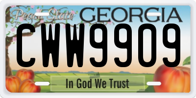 GA license plate CWW9909