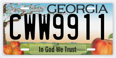 GA license plate CWW9911