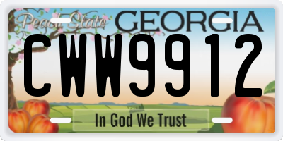 GA license plate CWW9912