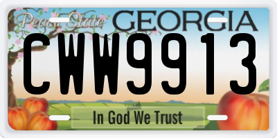 GA license plate CWW9913