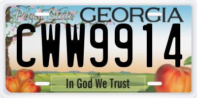 GA license plate CWW9914