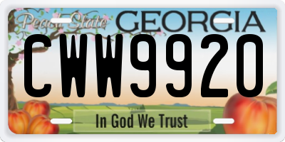GA license plate CWW9920