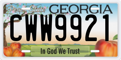 GA license plate CWW9921