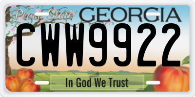 GA license plate CWW9922