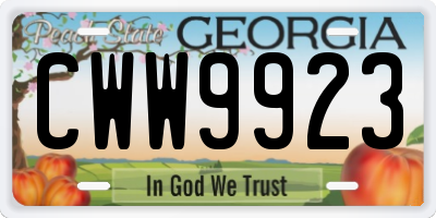 GA license plate CWW9923
