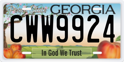 GA license plate CWW9924