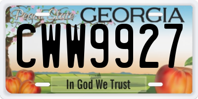 GA license plate CWW9927