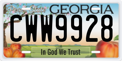 GA license plate CWW9928