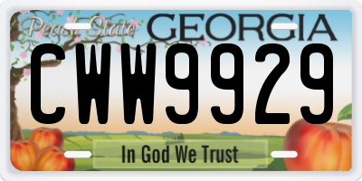 GA license plate CWW9929