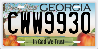 GA license plate CWW9930