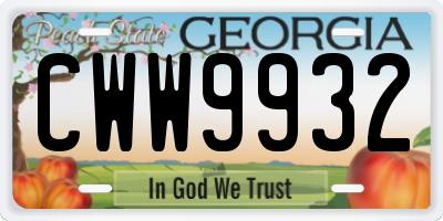 GA license plate CWW9932