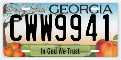 GA license plate CWW9941