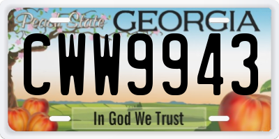 GA license plate CWW9943