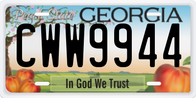 GA license plate CWW9944