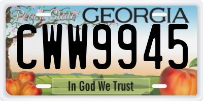 GA license plate CWW9945