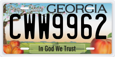 GA license plate CWW9962