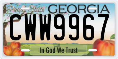 GA license plate CWW9967