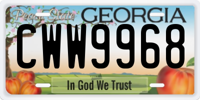 GA license plate CWW9968