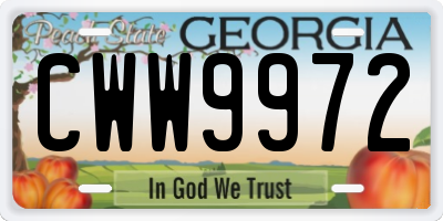 GA license plate CWW9972