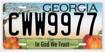 GA license plate CWW9977