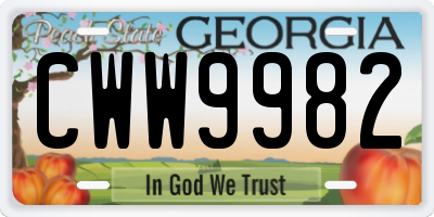 GA license plate CWW9982