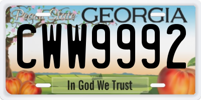 GA license plate CWW9992