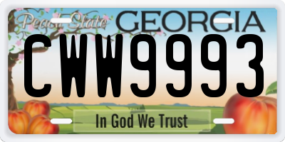 GA license plate CWW9993