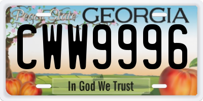 GA license plate CWW9996