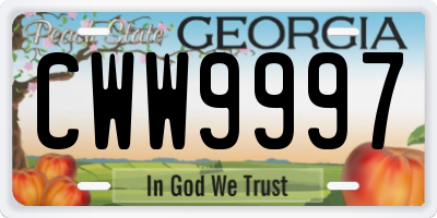 GA license plate CWW9997