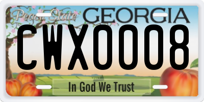 GA license plate CWX0008