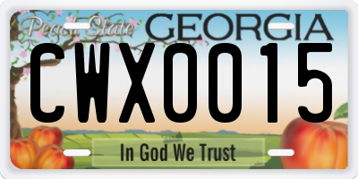 GA license plate CWX0015