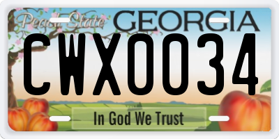 GA license plate CWX0034