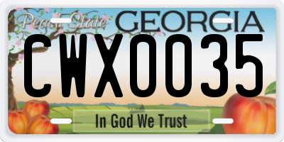 GA license plate CWX0035