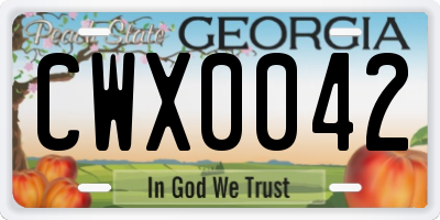 GA license plate CWX0042