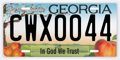GA license plate CWX0044