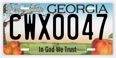 GA license plate CWX0047