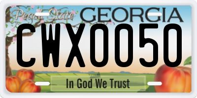 GA license plate CWX0050
