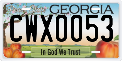GA license plate CWX0053